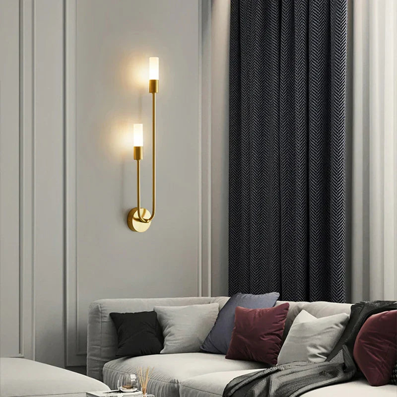 Minimalistisk Guld-Sort Væglampe – Stilfuldt Indendørs Accentlys Lamps & Lighting Tech Butik