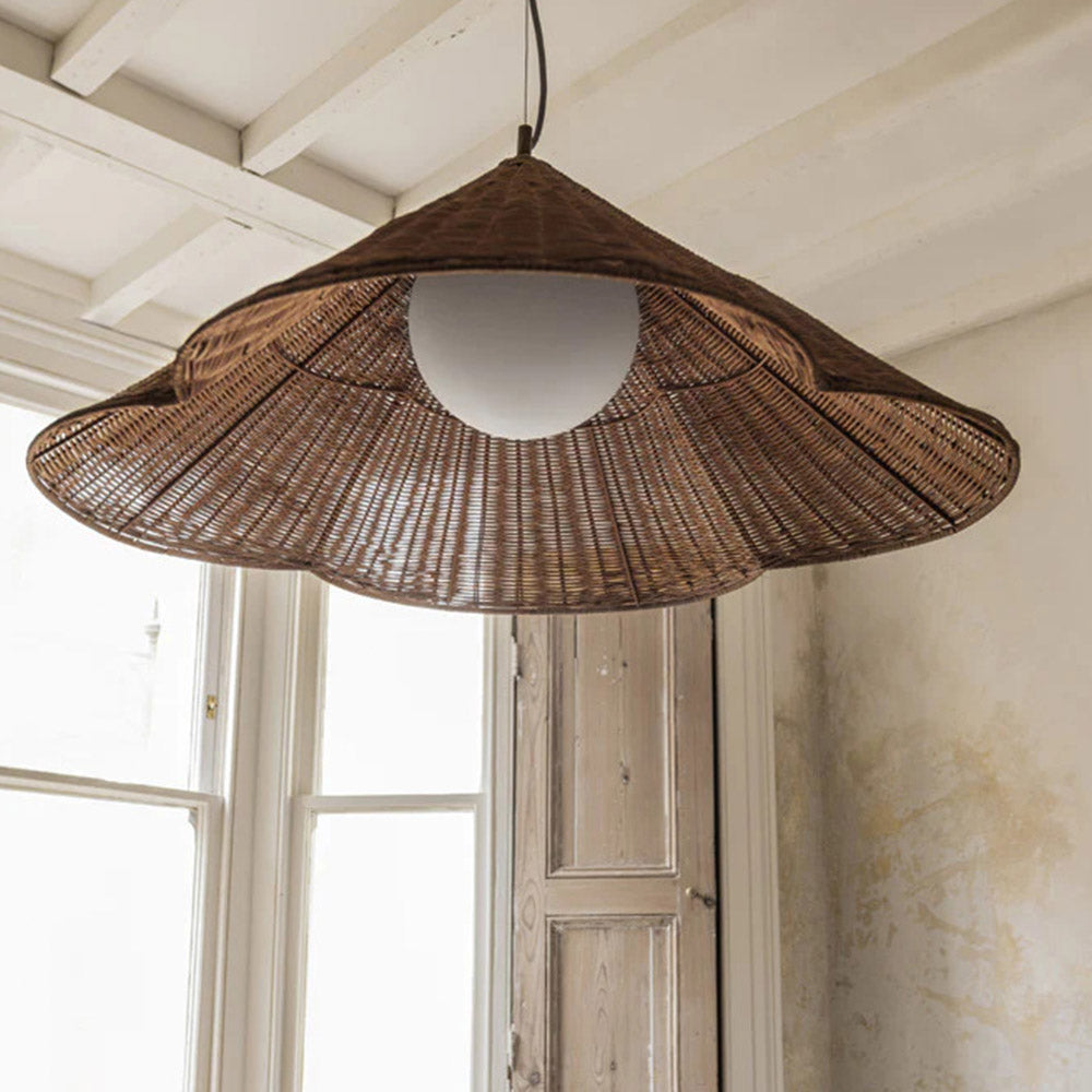 Hængelampe i Rustikt Flettet Rattan – Loftlampe Belysning Tech Butik Default