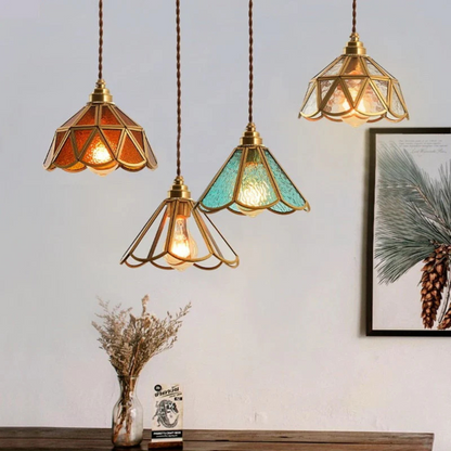 Hængende Tiffany Lampe med Blomsterformet Design – Elegant Belysning til Stuen Pendellampe Tech Butik