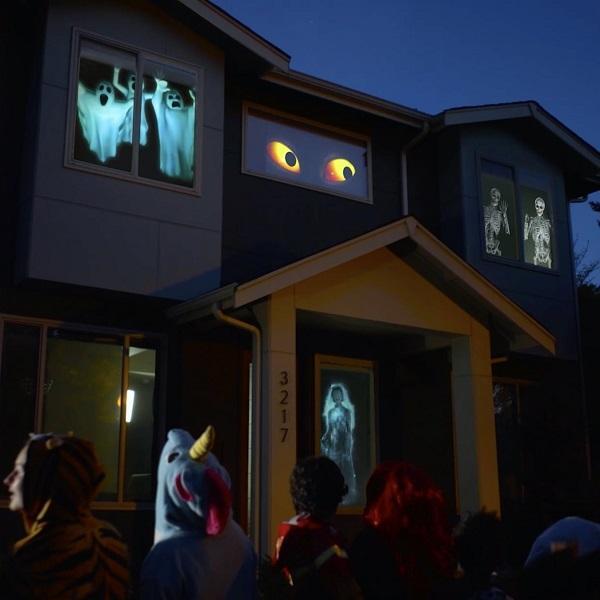 Halloween Projektor Til Skræmmende Filmoplevelser Og Festlig Atmosfære Sæsonbestemte dekorationer Tech Butik 100 tommer Projektionsskærm (Halloween Kampagne)