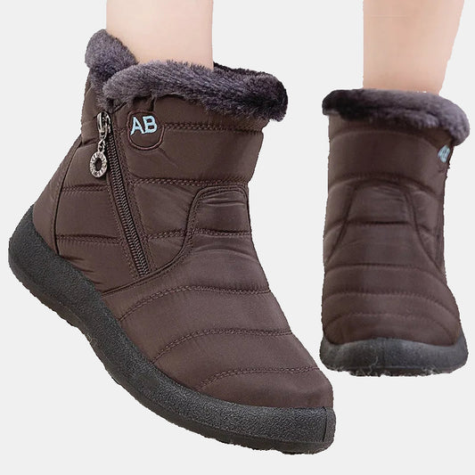 Halvhøje Vinter Sneboots til Damer – Vandafvisende med Pelsforing Kvinders vinterstøvler Tech Butik Brun 35