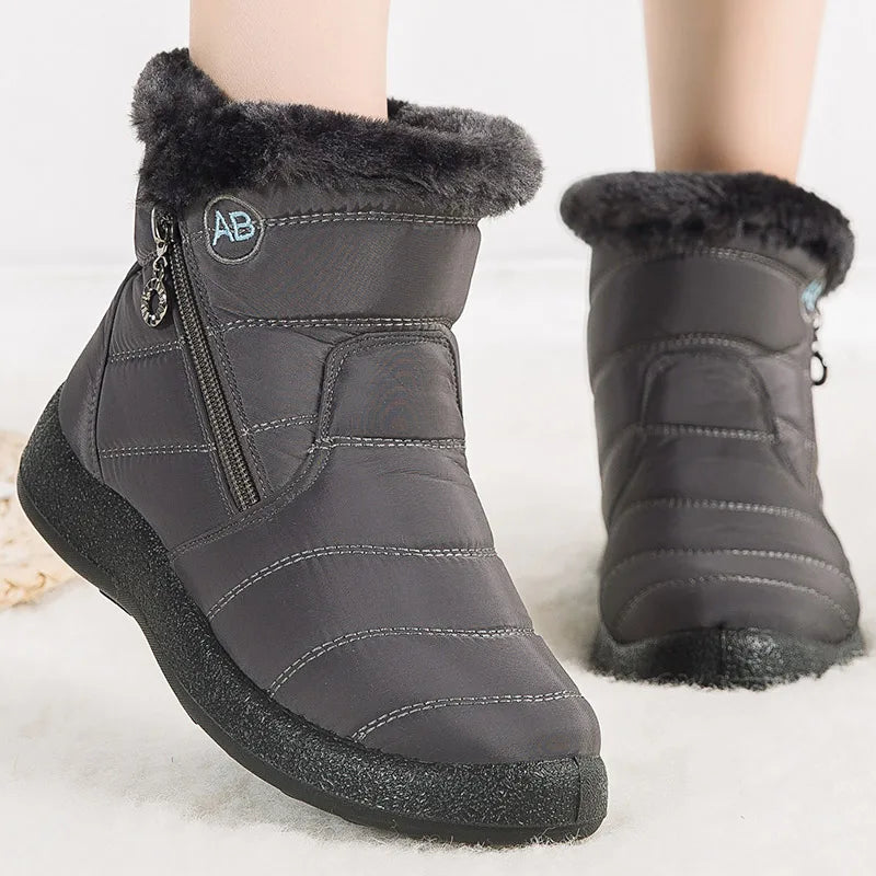 Halvhøje Vinter Sneboots til Damer – Vandafvisende med Pelsforing Kvinders vinterstøvler Tech Butik Grå 35