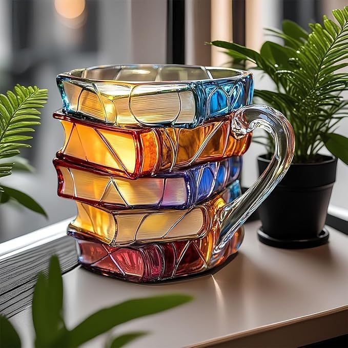 3D Håndmalet Bog-Kop – Unik Kaffekop til Bogelskere Krus Tech Butik