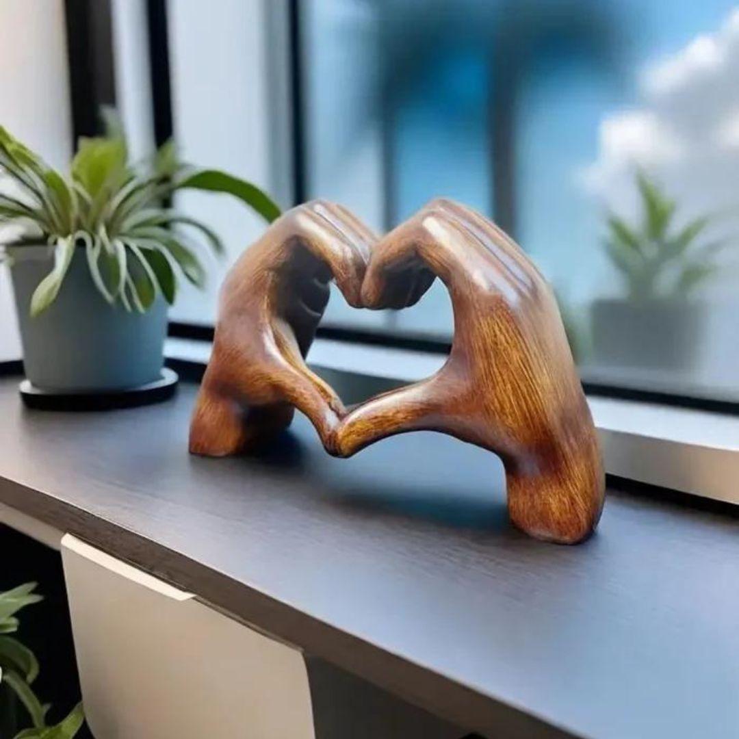 Håndlavet Hjerteformet Kunstdekoration i Naturligt Træ Dekoration Tech Butik