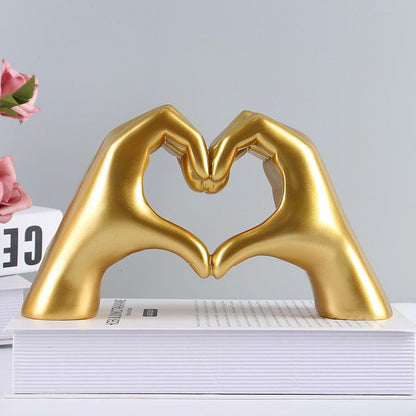 Håndlavet Hjerteformet Kunstdekoration i Naturligt Træ Dekoration Tech Butik Guld