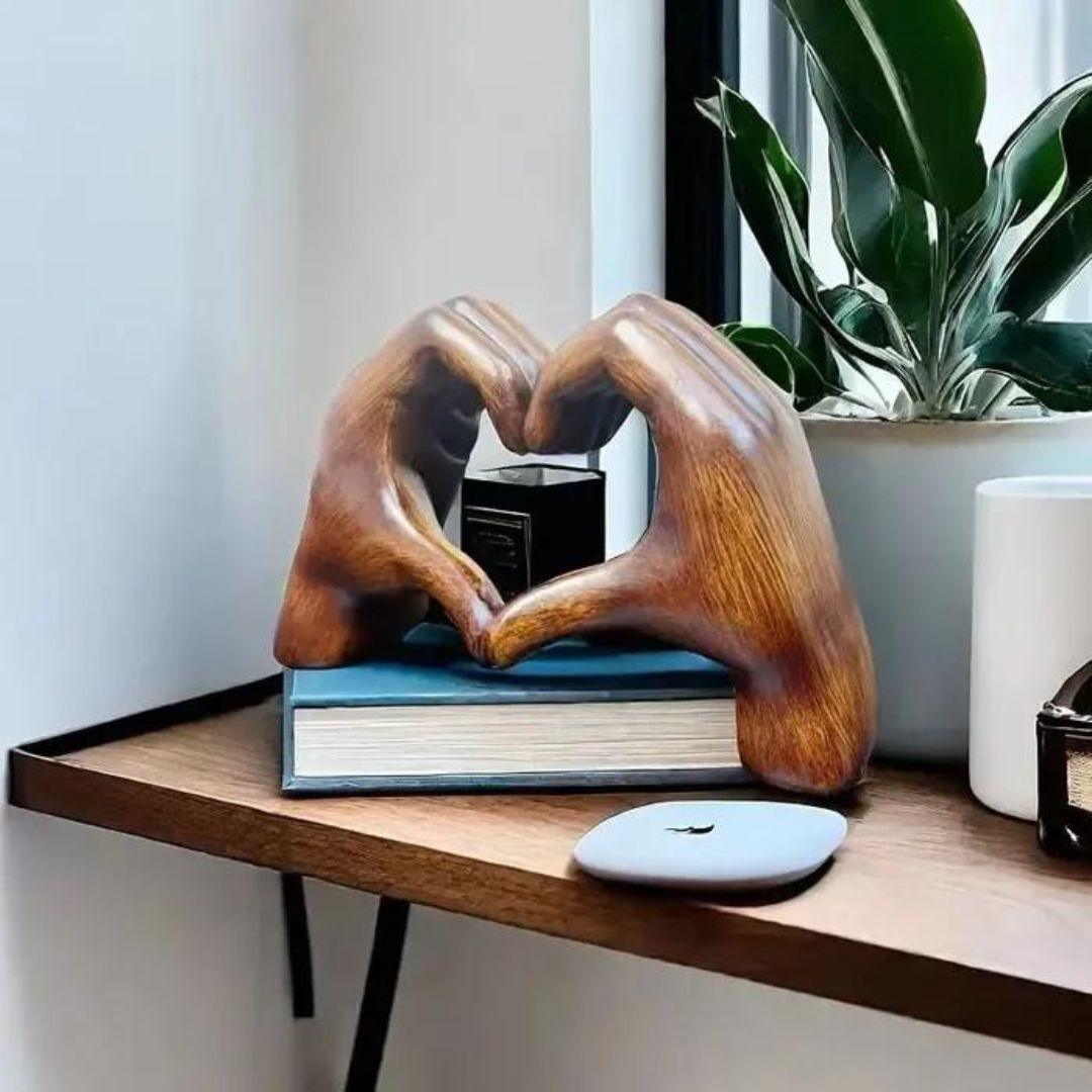 Håndlavet Hjerteformet Kunstdekoration i Naturligt Træ Dekoration Tech Butik