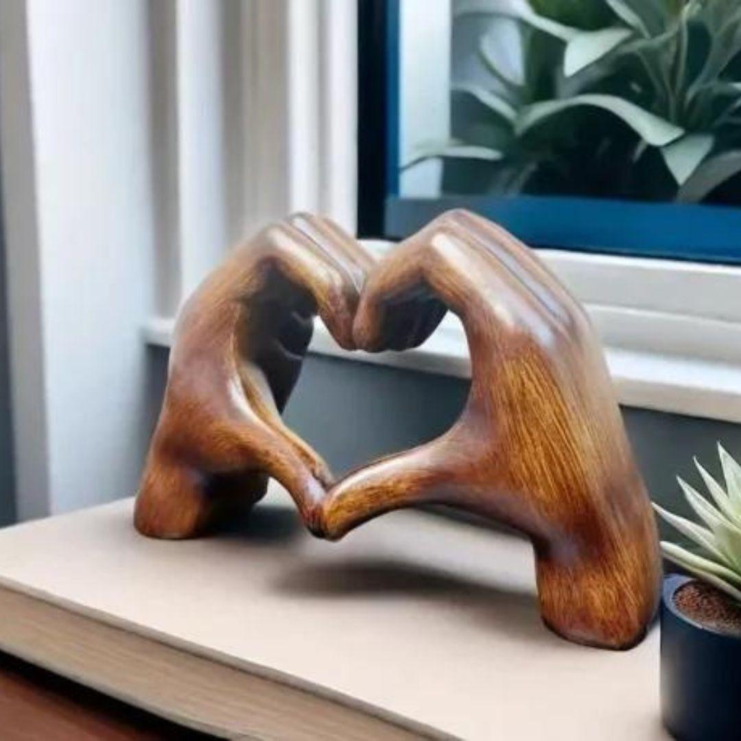 Håndlavet Hjerteformet Kunstdekoration i Naturligt Træ Dekoration Tech Butik
