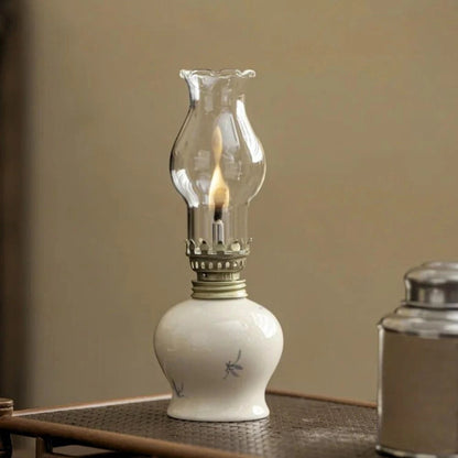 Olie-Lanterne Bordlampe – Håndlavet Keramisk Lanterne med Justerelig Flamme Olielamper Tech Butik Orchid Mist Knop