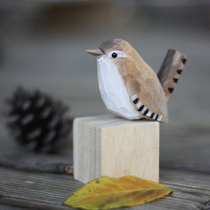 Elegant Skandinavisk Bird-pynt – Håndskåret Træ Robin Wooden Bird Ornament Tech Butik C