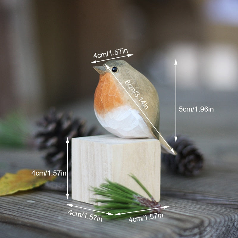 Elegant Skandinavisk Bird-pynt – Håndskåret Træ Robin Wooden Bird Ornament Tech Butik