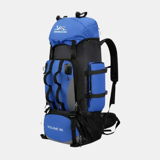 Heavy-Duty 90L Vandtæt Vandreturs- & Campingrygsæk – Holdbar og Pålidelig Rygsække Tech Butik Blå Uden vandtæt dækning