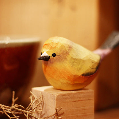 Elegant Skandinavisk Bird-pynt – Håndskåret Træ Robin Wooden Bird Ornament Tech Butik H