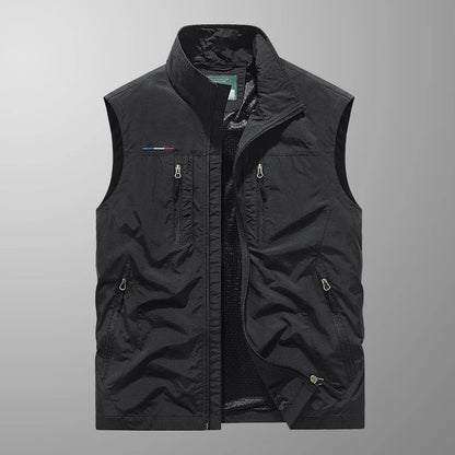 Åndbar Multi-Lomme Vest til Mænd – Letvægt Komfort til Udendørs Eventyr Herre udendørs veste Tech Butik Sort M