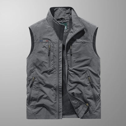 Åndbar Multi-Lomme Vest til Mænd – Letvægt Komfort til Udendørs Eventyr Herre udendørs veste Tech Butik Grå M