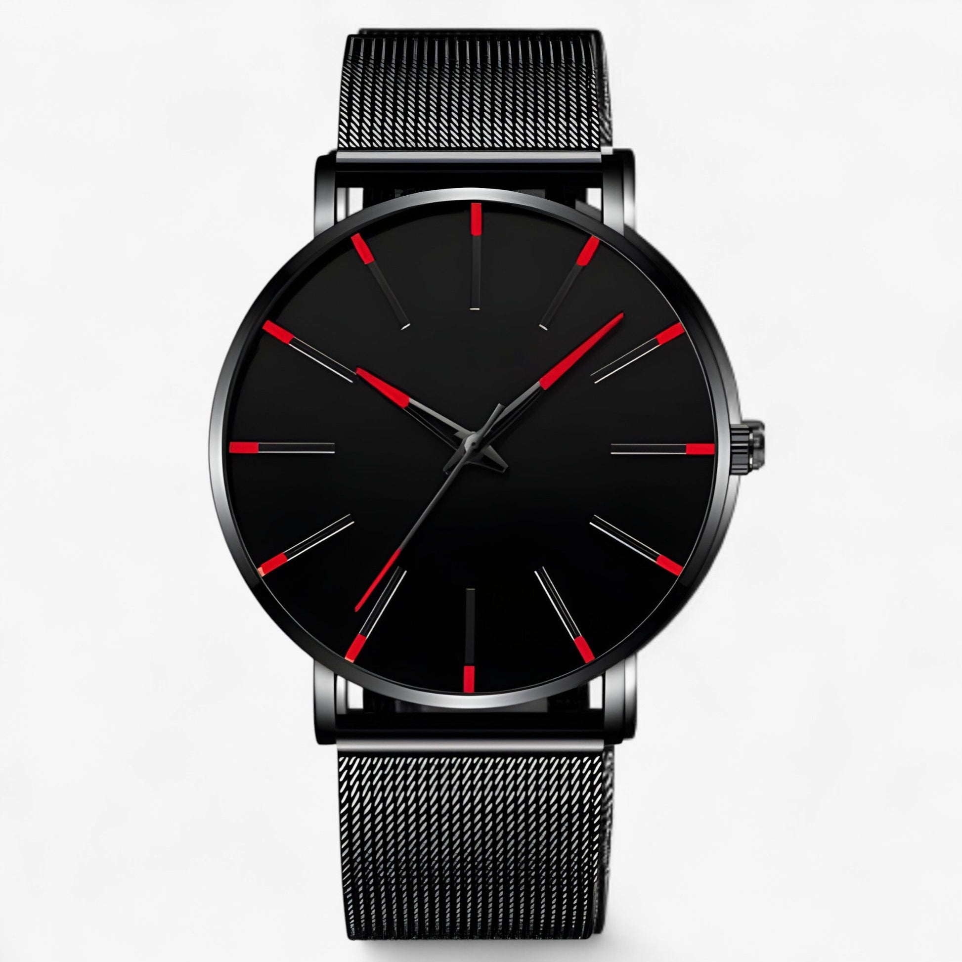 Herreur med Minimalistisk Ultra-Tyndt Design Armbåndsure Tech Butik Sort Rød