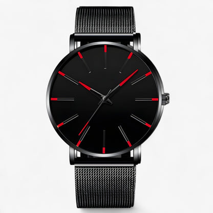 Herreur med Minimalistisk Ultra-Tyndt Design Armbåndsure Tech Butik Sort Rød