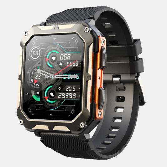 Holdbar Smartwatch til Hverdag og Udendørs Brug Smart Watch Tech Butik Sort Orange