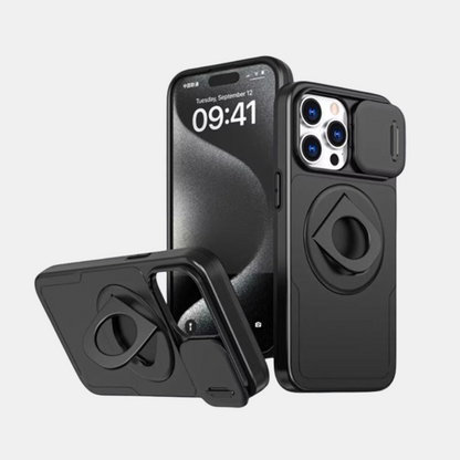 Holdbart Stødsikkert Cover med Stativ – Multifunktionel Telefonbeskyttelse Mobiltelefoncovers Tech Butik Sort iPhone 15 Pro Max