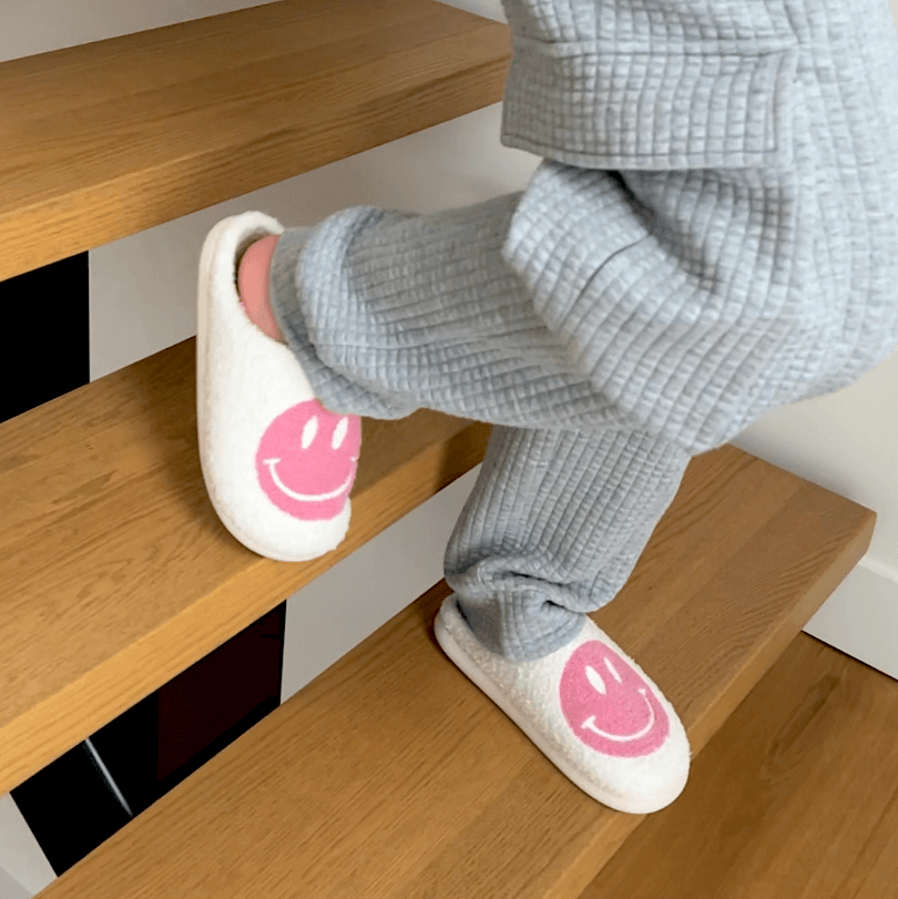Legende Glade Ansigt Tøfler – Sjovt & Blødt Indendørs Fodtøj Slippers Tech Butik Hvid Pink 36