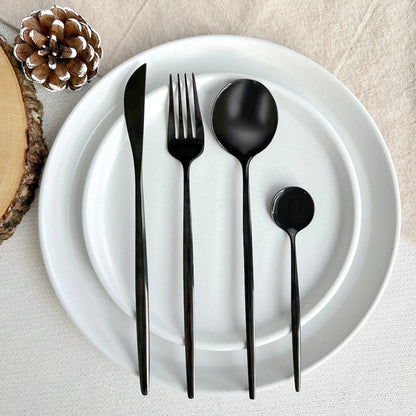Minimalistisk Sort Bestiksæt – Holdbare & Chic Spiseredskaber Flatware Tech Butik