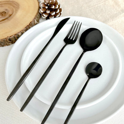 Minimalistisk Sort Bestiksæt – Holdbare & Chic Spiseredskaber Flatware Tech Butik