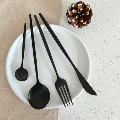 Minimalistisk Sort Bestiksæt – Holdbare & Chic Spiseredskaber Flatware Tech Butik