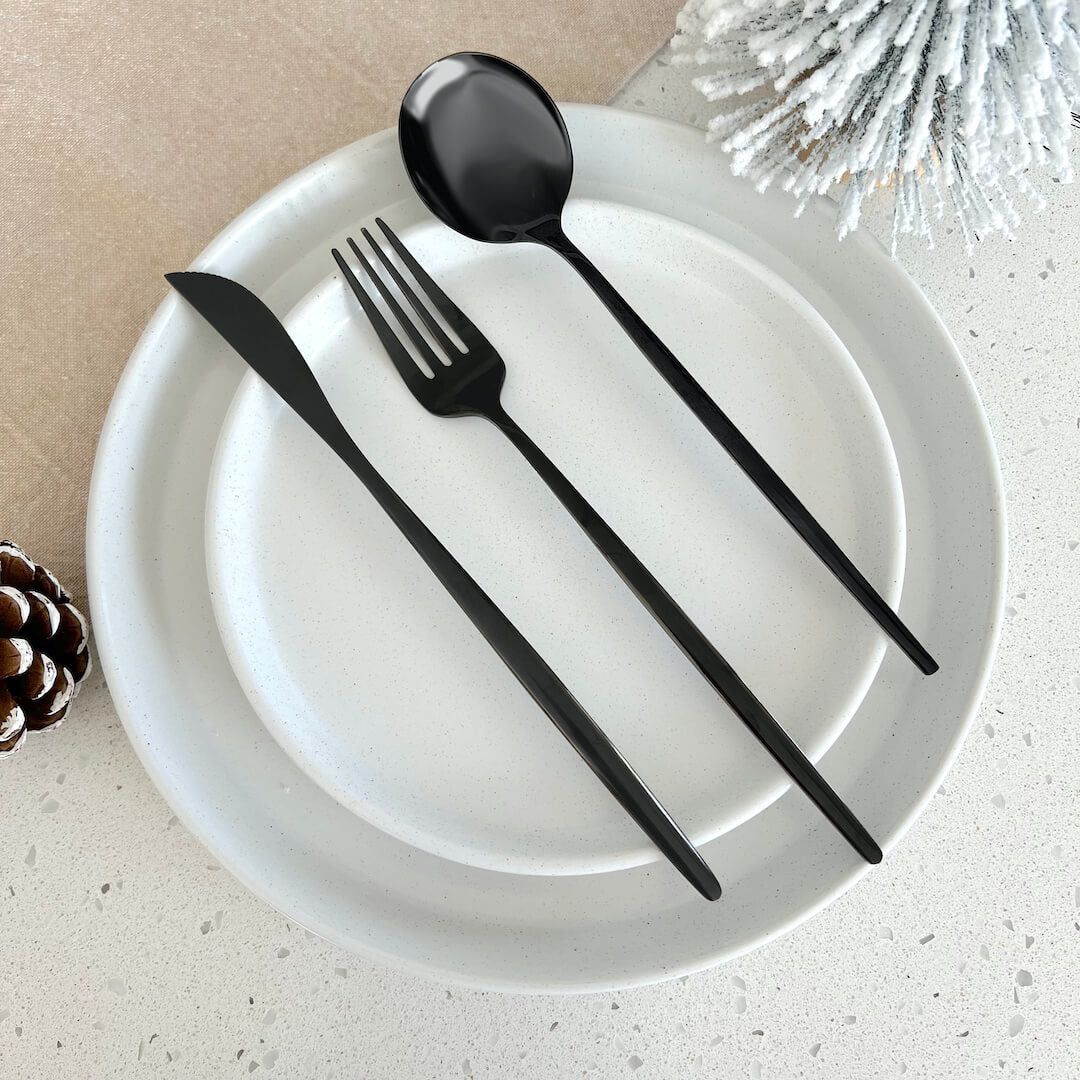 Minimalistisk Sort Bestiksæt – Holdbare & Chic Spiseredskaber Flatware Tech Butik