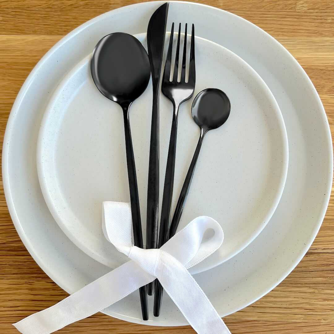 Minimalistisk Sort Bestiksæt – Holdbare & Chic Spiseredskaber Flatware Tech Butik