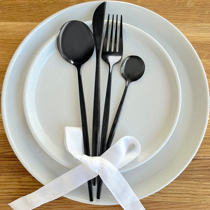 Minimalistisk Sort Bestiksæt – Holdbare & Chic Spiseredskaber Flatware Tech Butik