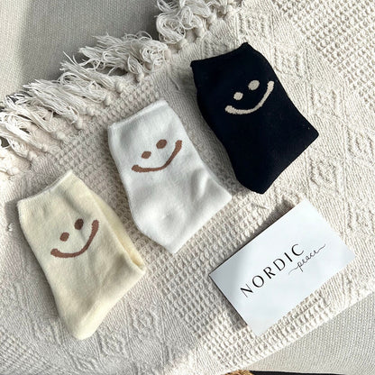 Glade Glad ansigt Sokker – Legende & Hyggeligt Fodtøj Socks Tech Butik Bundt Sort-Hvid-Beige En størrelse