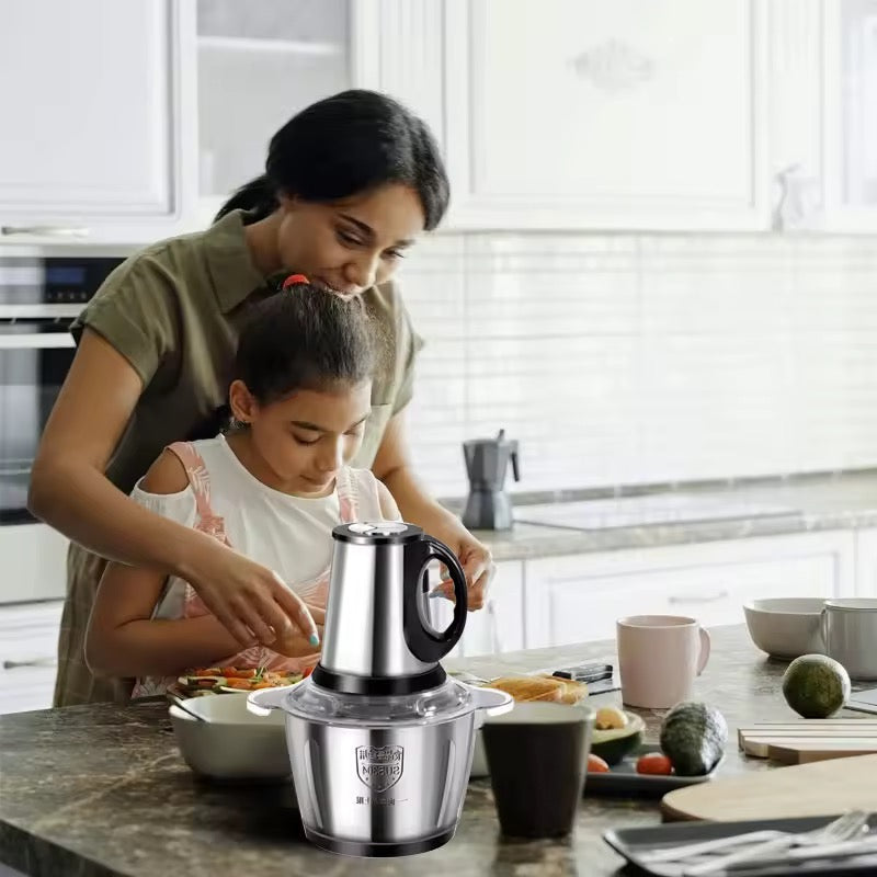 Elektrisk Fødevarehakker i Rustfrit Stål – Kraftig Køkkenhakker til Kød og Grøntsager Food Chopper Tech Butik