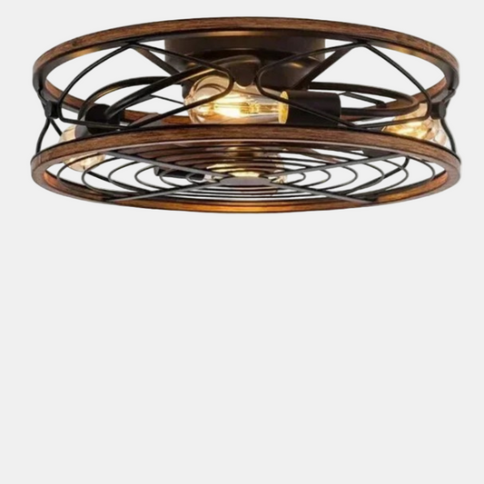 Industriel Ventilator Plafondlampe med LED og Retro Design Loftventilatorlampe Tech Butik