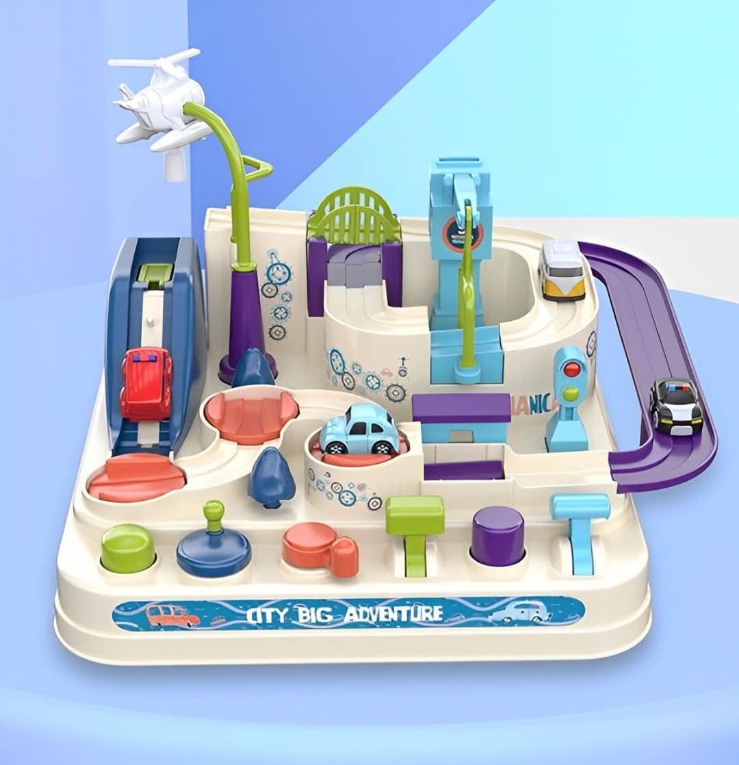 Interaktiv Miniature Legby med Biler og Håndtag Toy Tech Butik Blå Hvid