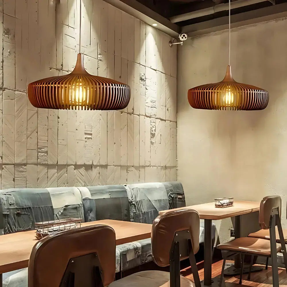 Hængelampe med Elegant Atmosfære Hængende lampe Tech Butik Valnød