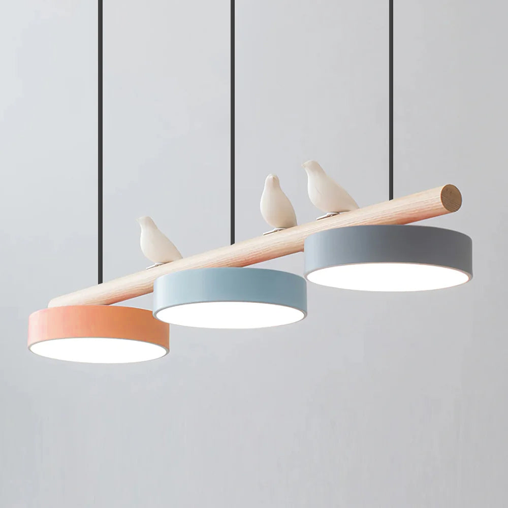 Justerbar LED Fugl Pendellampe for en Fredelig Atmosfære lampe Tech Butik Orange & Blå & Grå Sort ledning Varmt lys