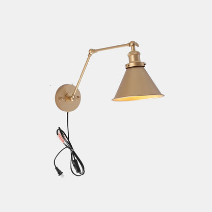 Justerbar Væglampe i Guld/Sort – Moderne Svingarm til Soveværelse & Stue Væglamper Tech Butik Guld