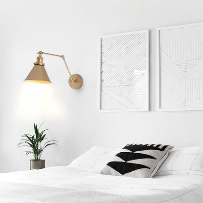 Justerbar Væglampe i Guld/Sort – Moderne Svingarm til Soveværelse & Stue Væglamper Tech Butik