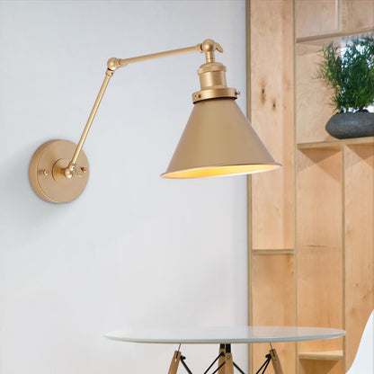 Justerbar Væglampe i Guld/Sort – Moderne Svingarm til Soveværelse & Stue Væglamper Tech Butik