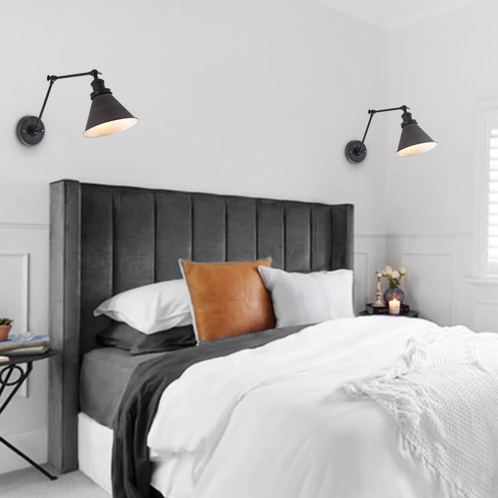 Justerbar Væglampe i Guld/Sort – Moderne Svingarm til Soveværelse & Stue Væglamper Tech Butik Sort
