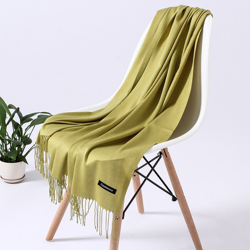 Dame Cashmere Vinterskærf – Tidløs Elegance & Luksuriøs Varme til Kolde Dage Scarfs Tech Butik Grøn 3 200cm x 70cm