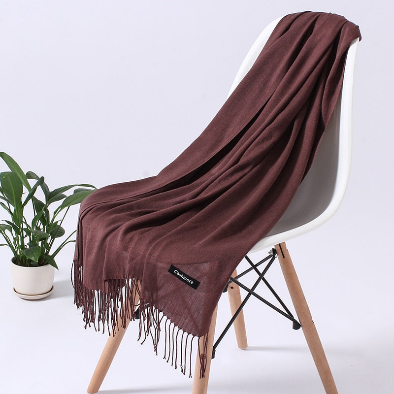 Dame Cashmere Vinterskærf – Tidløs Elegance & Luksuriøs Varme til Kolde Dage Scarfs Tech Butik Brun 2 200cm x 70cm