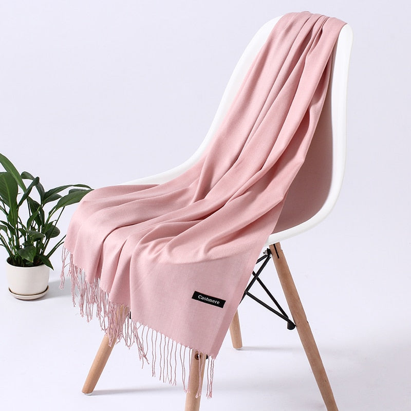 Dame Cashmere Vinterskærf – Tidløs Elegance & Luksuriøs Varme til Kolde Dage Scarfs Tech Butik Rosa 2 200cm x 70cm