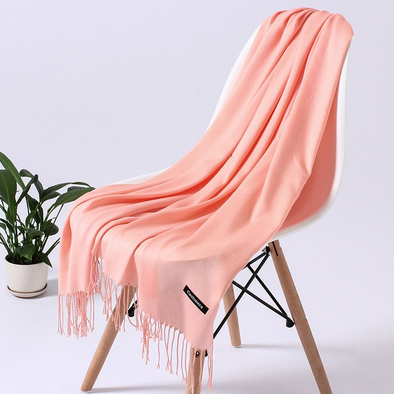 Dame Cashmere Vinterskærf – Tidløs Elegance & Luksuriøs Varme til Kolde Dage Scarfs Tech Butik Pink 4 200cm x 70cm