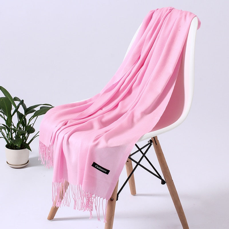 Dame Cashmere Vinterskærf – Tidløs Elegance & Luksuriøs Varme til Kolde Dage Scarfs Tech Butik Pink 3 200cm x 70cm