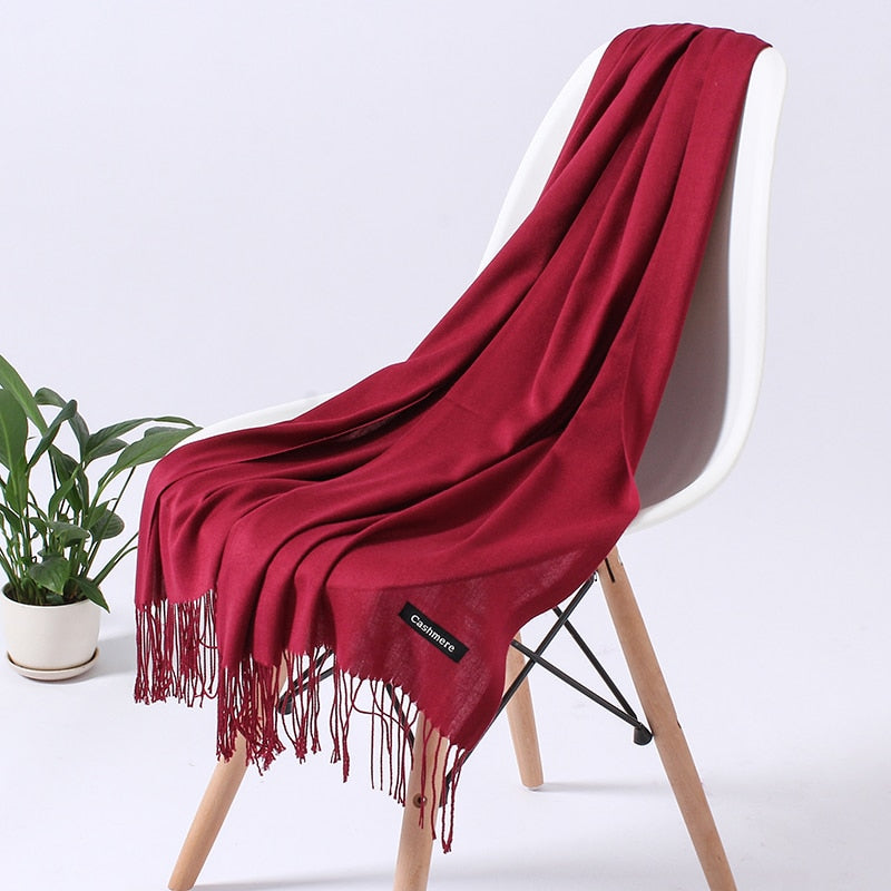 Dame Cashmere Vinterskærf – Tidløs Elegance & Luksuriøs Varme til Kolde Dage Scarfs Tech Butik Bordeaux 200cm x 70cm