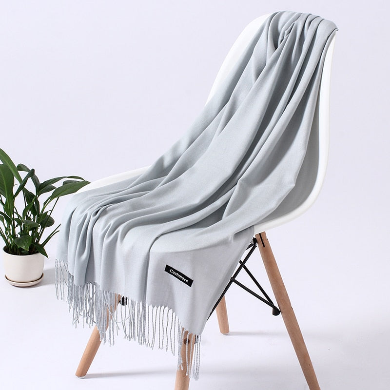 Dame Cashmere Vinterskærf – Tidløs Elegance & Luksuriøs Varme til Kolde Dage Scarfs Tech Butik Grå 3 200cm x 70cm