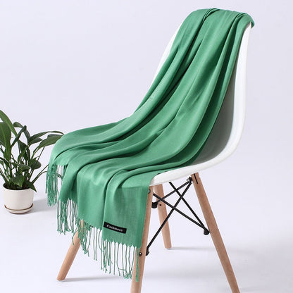 Dame Cashmere Vinterskærf – Tidløs Elegance & Luksuriøs Varme til Kolde Dage Scarfs Tech Butik Grøn 200cm x 70cm