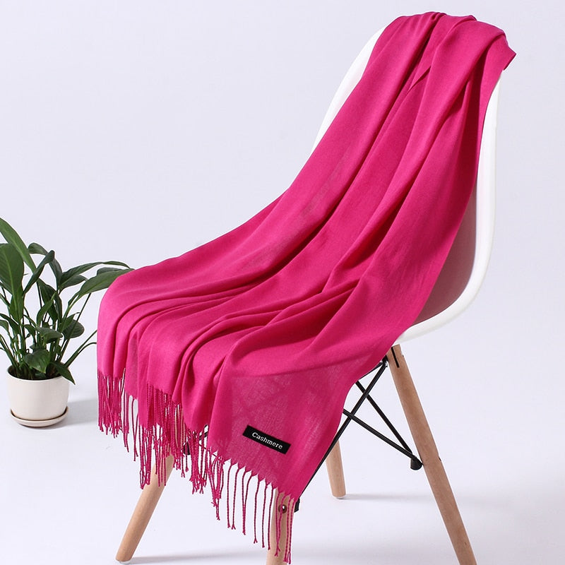 Dame Cashmere Vinterskærf – Tidløs Elegance & Luksuriøs Varme til Kolde Dage Scarfs Tech Butik Pink 5 200cm x 70cm