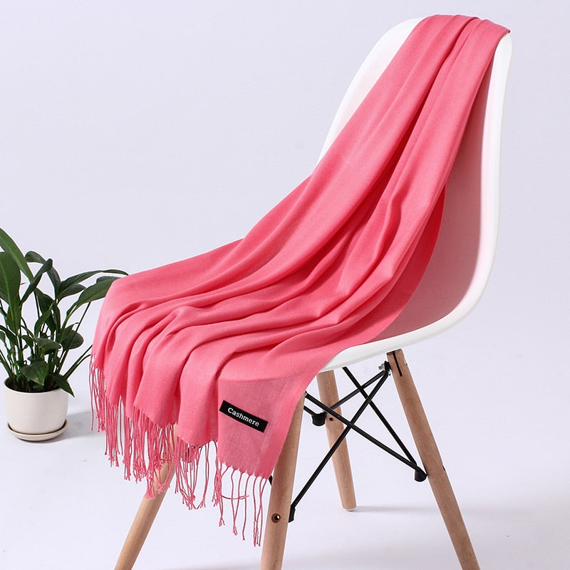 Dame Cashmere Vinterskærf – Tidløs Elegance & Luksuriøs Varme til Kolde Dage Scarfs Tech Butik Pink 200cm x 70cm
