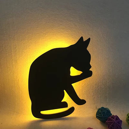 Katte Silhuet LED Sensorlampe til Hyggelig Stemningsbelysning Lamp Tech Butik Slikke